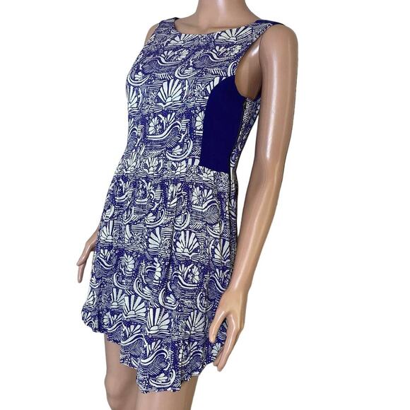 O'Neill dress skater fit flare gauzy navy blue & white cross back lightweight SM - Picture 5 of 9